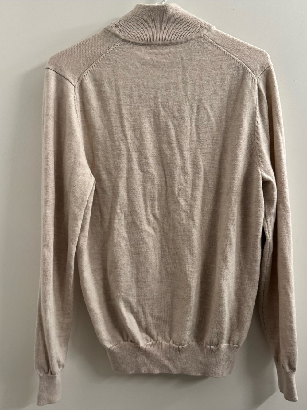 Suitsupply Men's Tan Merino Wool Quarter-Zip Sweater - Picture 5 of 6